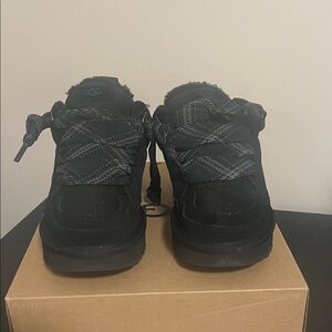 UGG Kids Black Lace-Up Fleece Boots
